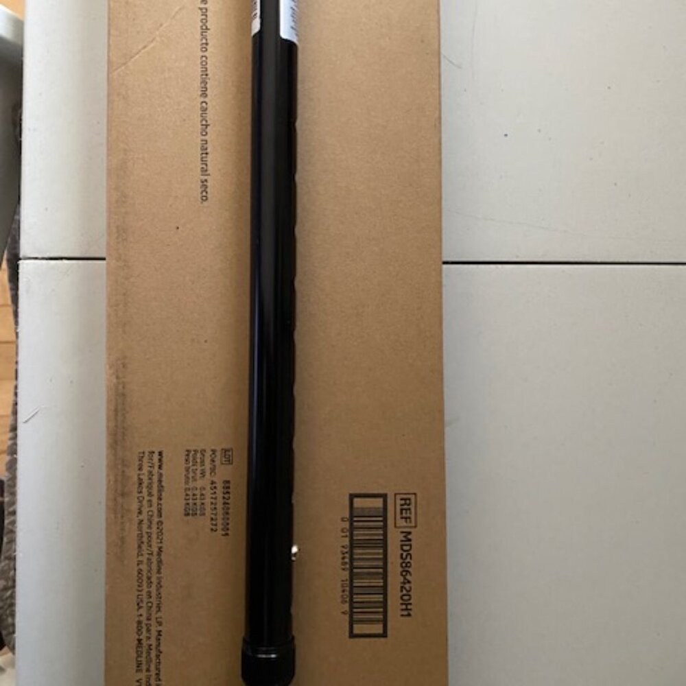 Medline Adjustable Aluminum Offset Walking Cane: Black - Picture 2 of 10